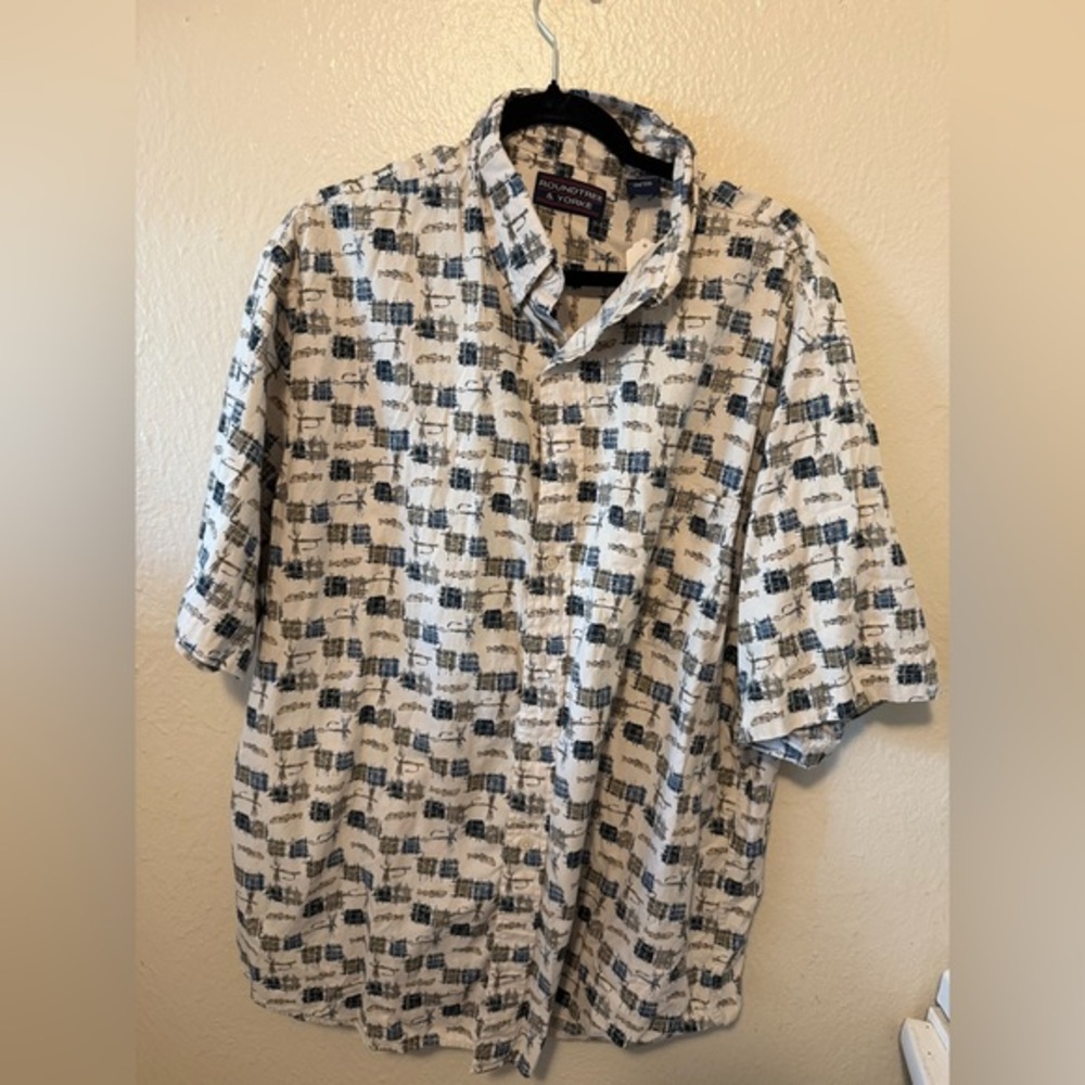 Roundtree & Yorke Men's Patterned Short Sleeve Shirt